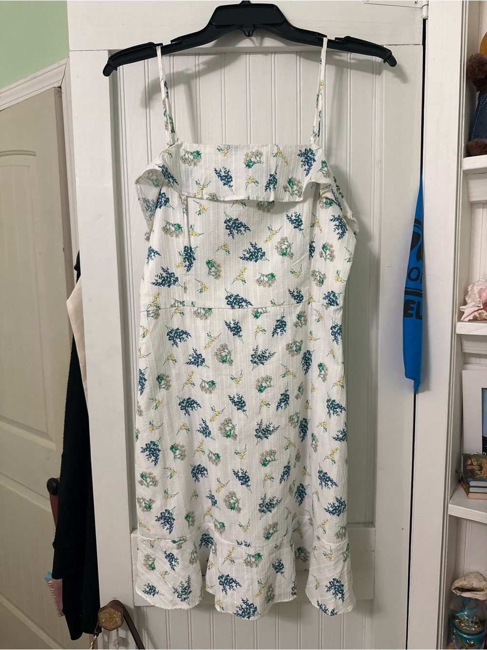 Copper Key White Midi Sundress with Blue & Green Floral Print